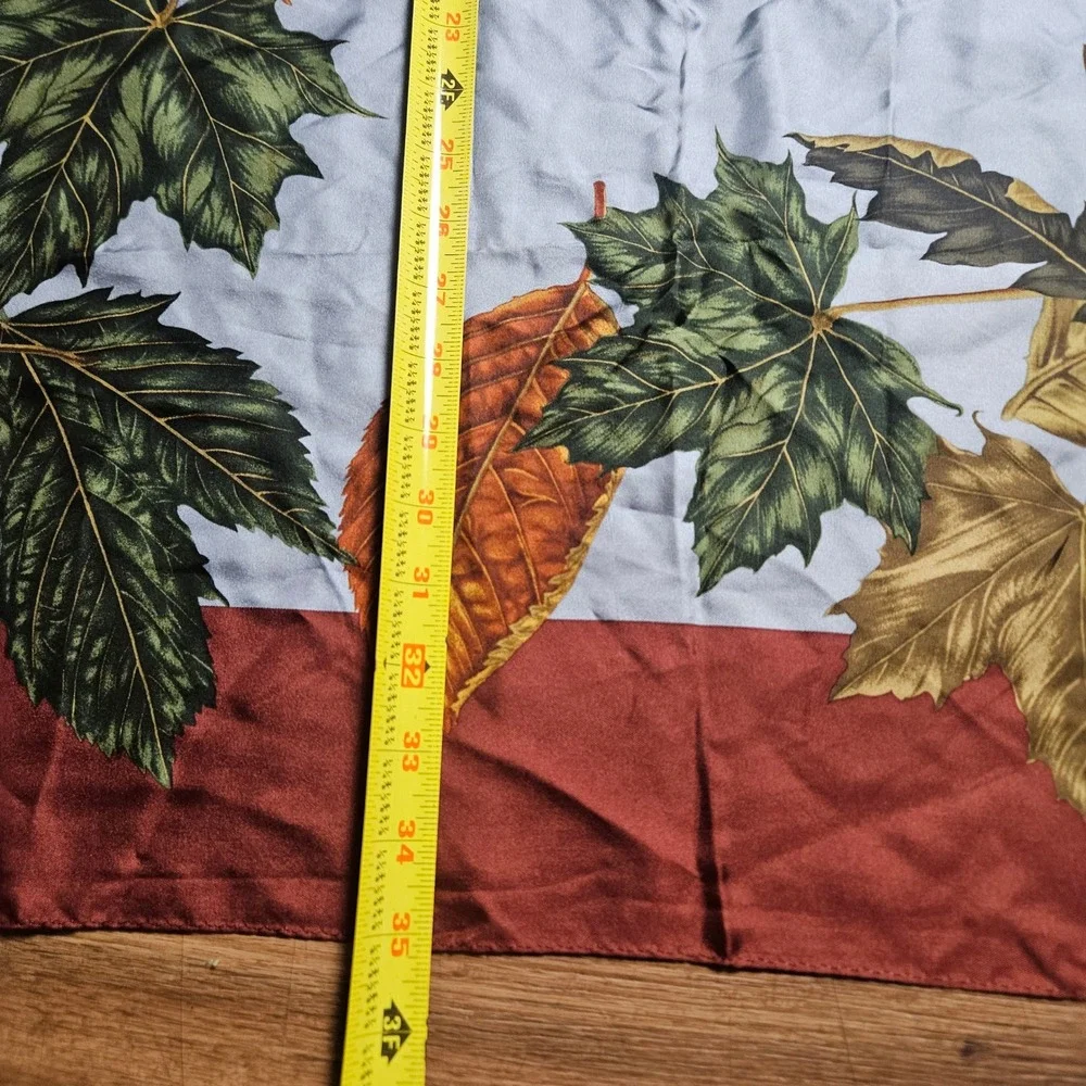 Echo Silk Square Scarf Autumn Leaves Foliage Botanical Print 35x35 Cottagecore